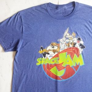 Mens Adult XL Space Jam Tee Shirt Blue Bugs Bunny